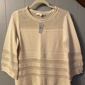 LOFT Beige Open-Knit Sweater